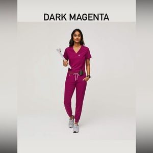 Figs scrubs dark magenta